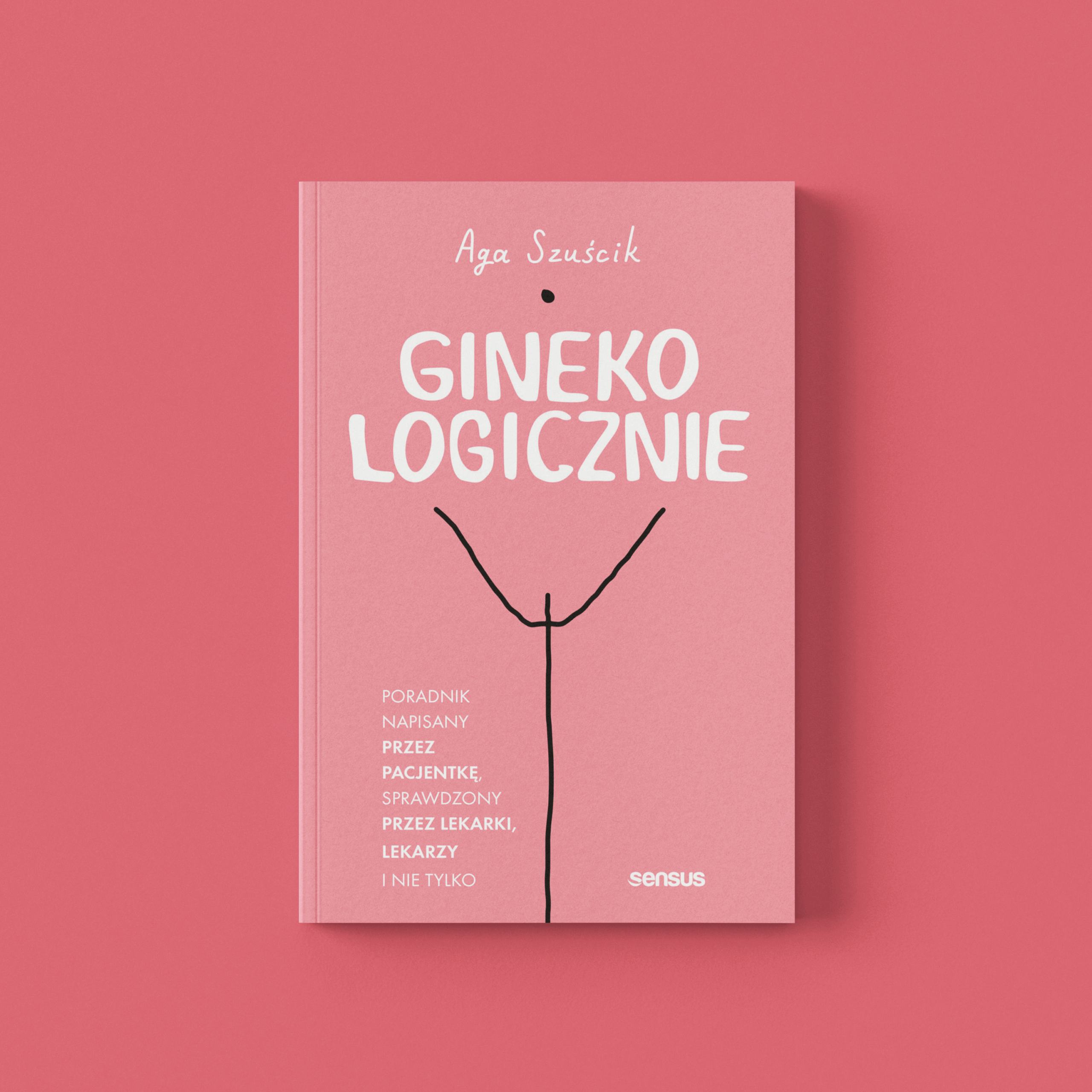 Książka "GinekoLOGICZNIE" na różowym tle