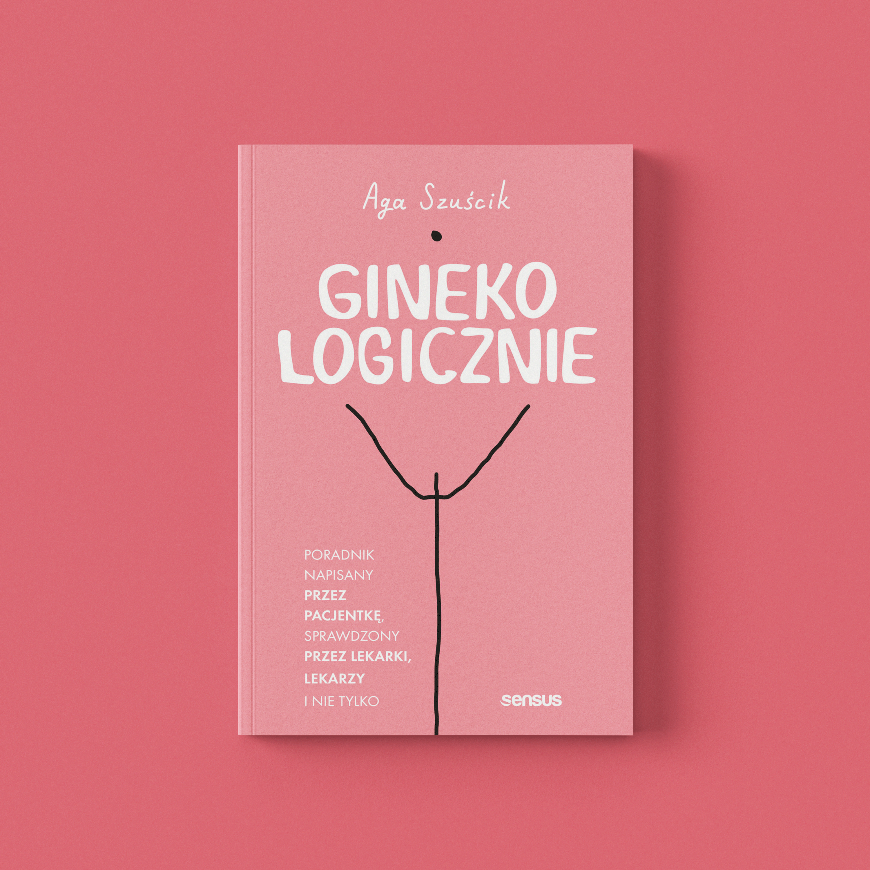 Książka "GinekoLOGICZNIE" na różowym tle